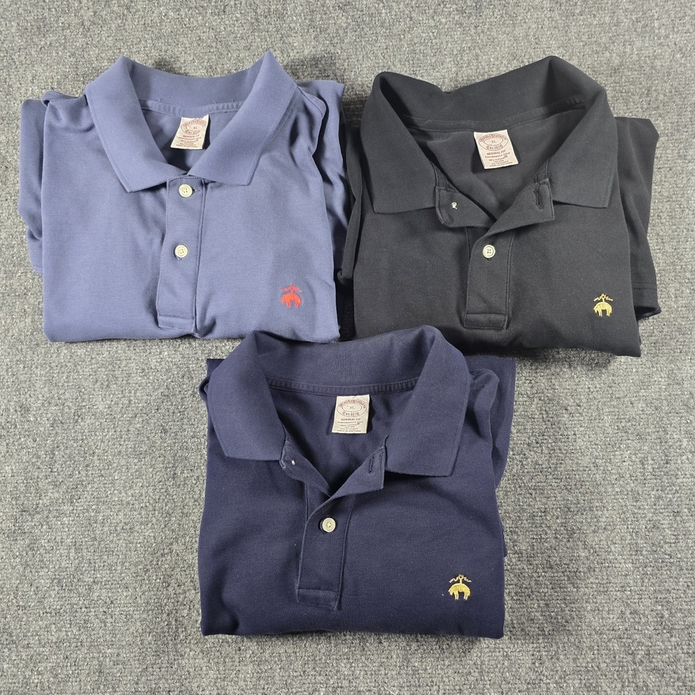 Brooks Brothers Men Performance Polo Shirt Lot XL Long Sleeve Supima Cotton 3 Pc